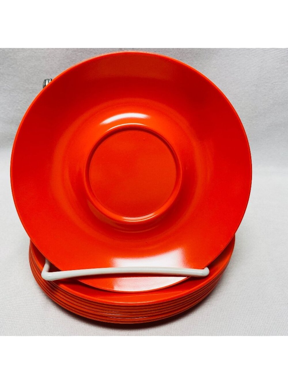 Vintage Texas-Ware 6" Orange Melamine Saucers Set Of 8 Retro Kitchenware